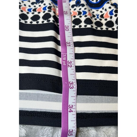 Eliza J Womens Size 6 Blue White Geometric Medallion Shift Dress 3/4 Sleeve Boho - Picture 10 of 14